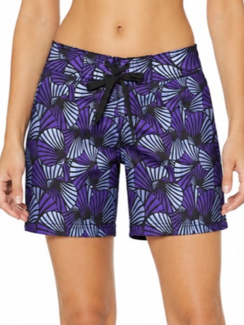 Kanu Surf Audrey Printed Swim Board Shorts Purple Shell Pattern Size 14